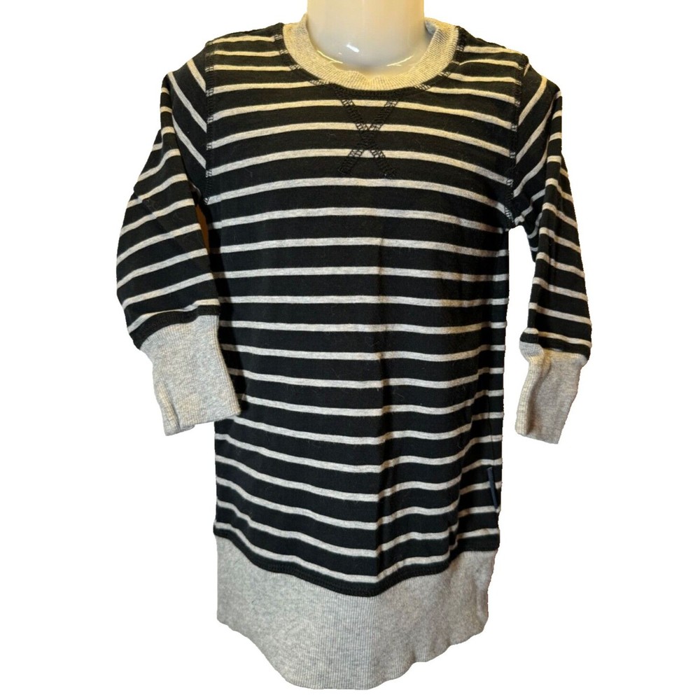 Polarn O. Pyret Navy Blue White Stripe Sweatshirt Dress Size  4-5 104cm